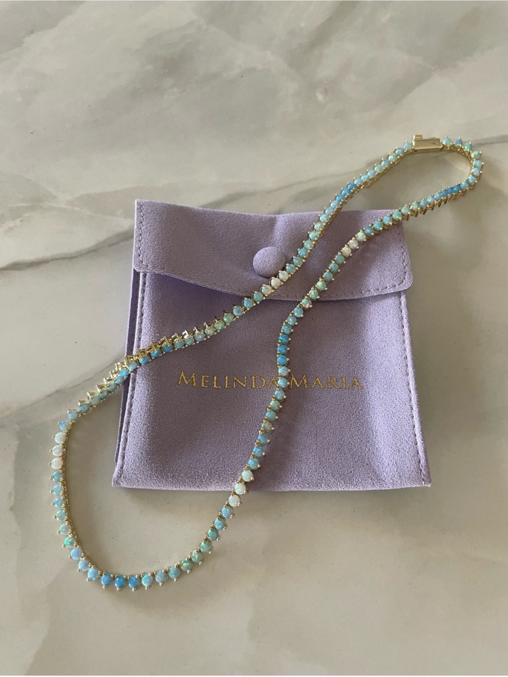 NWT Melinda Maria Gold “Not Your Basic Ombré Tennis Necklace” - Picture 7 of 8